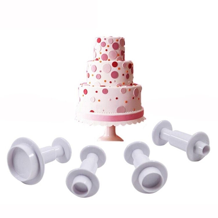 4 Pieces Round Shape Cake Plunger Cutters Fondant Tool