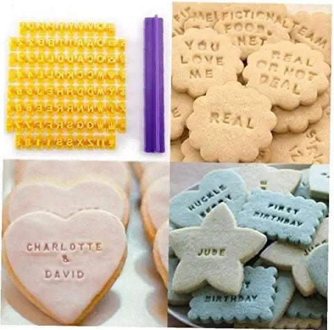 74pcs Plastic Alphabet Number letter Impress Cookie Cutters