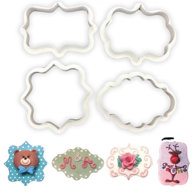 4pcs Vintage Plaque Frame Cookie Cutter Set