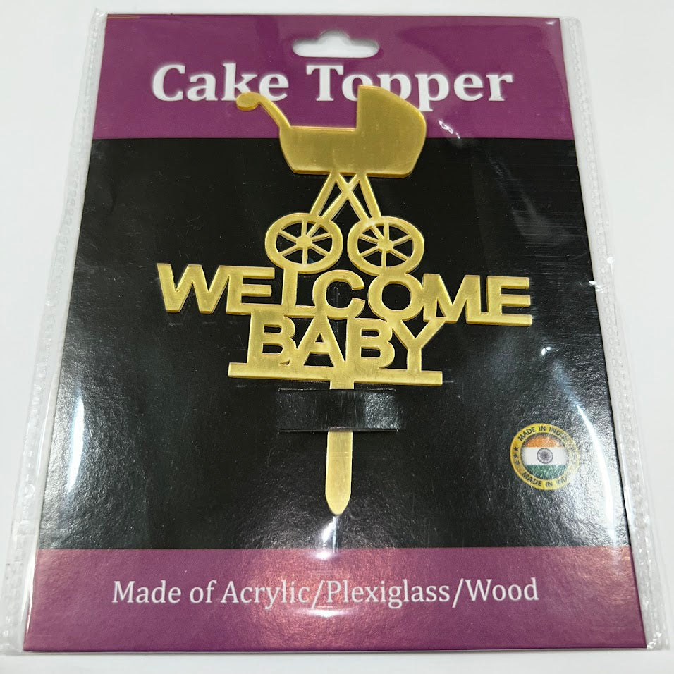 Welcome Baby Acrylic Cake Topper 4”