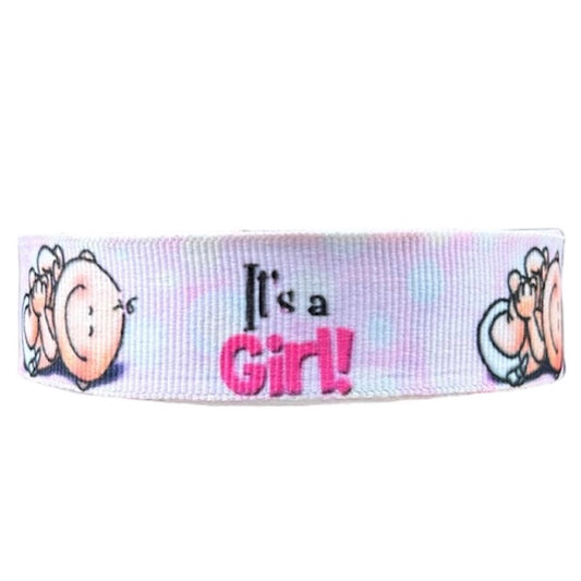 Its A Girl Ribbon Roll Pink With Baby Face