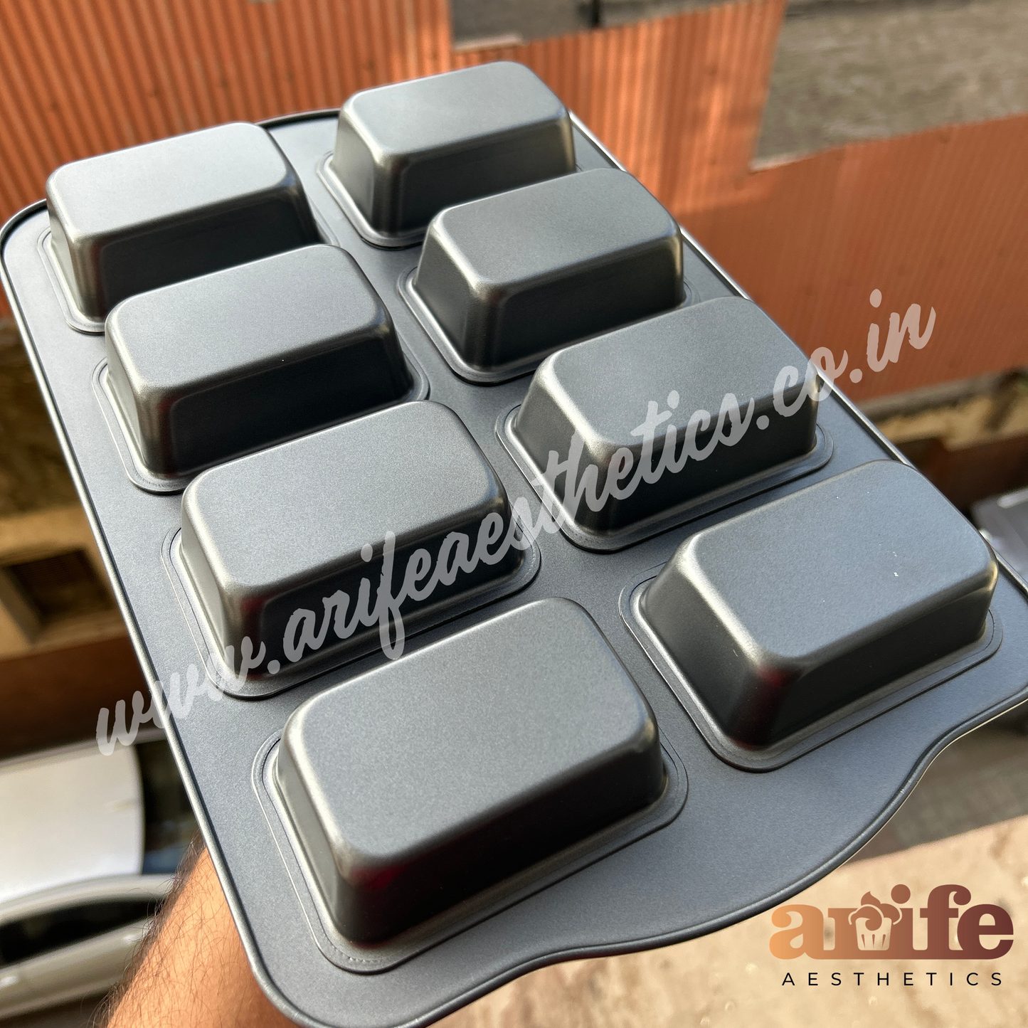 8 Cavity Rectangle Muffin Tray Nonstick Mould