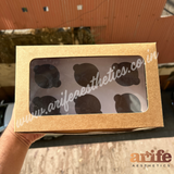 6 Cavity Cupcake Box Brown Window