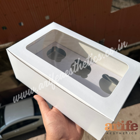 6 Cavity Cupcake Box White Window