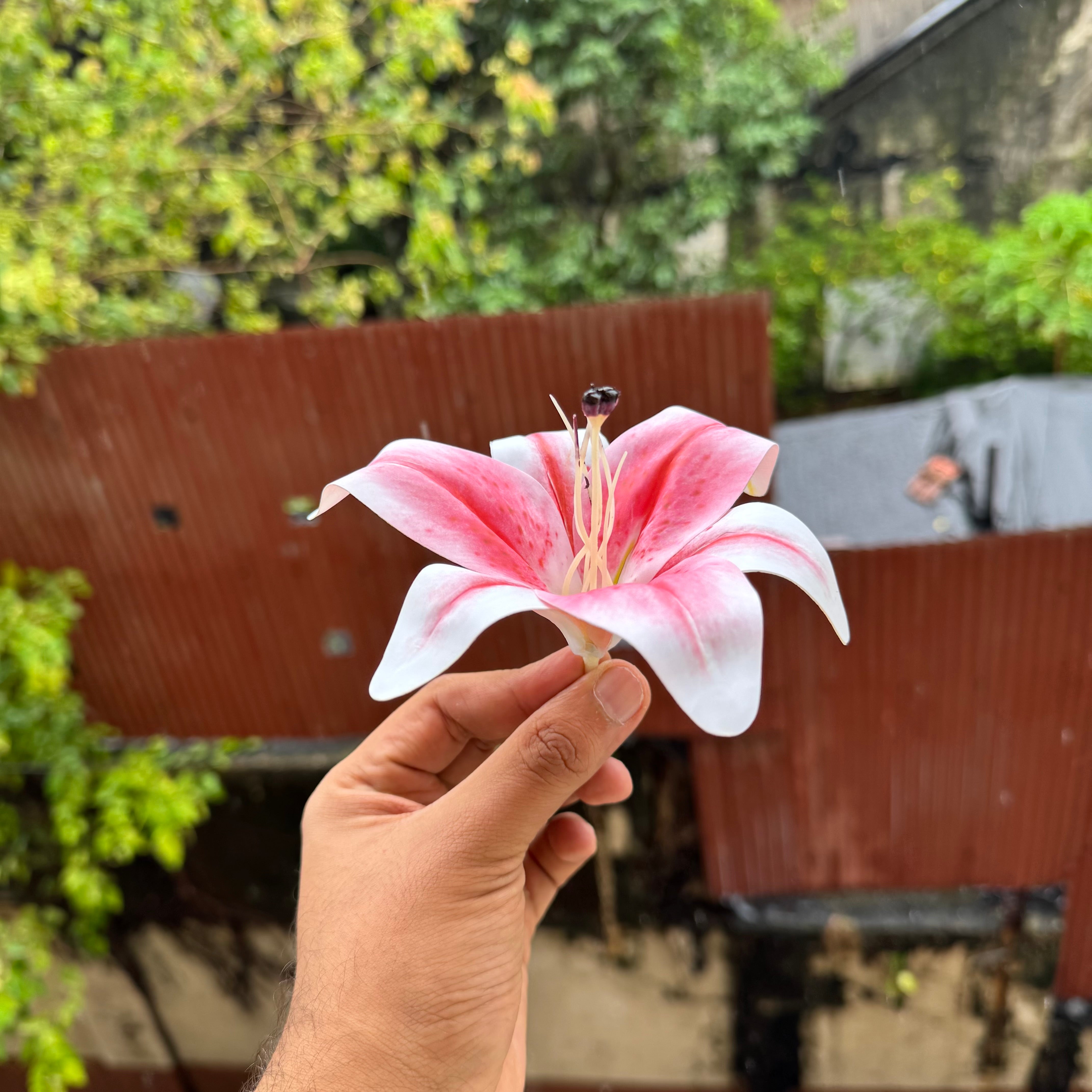 Artificial Lily Flower Pink 1pc - Arife.Aesthetics