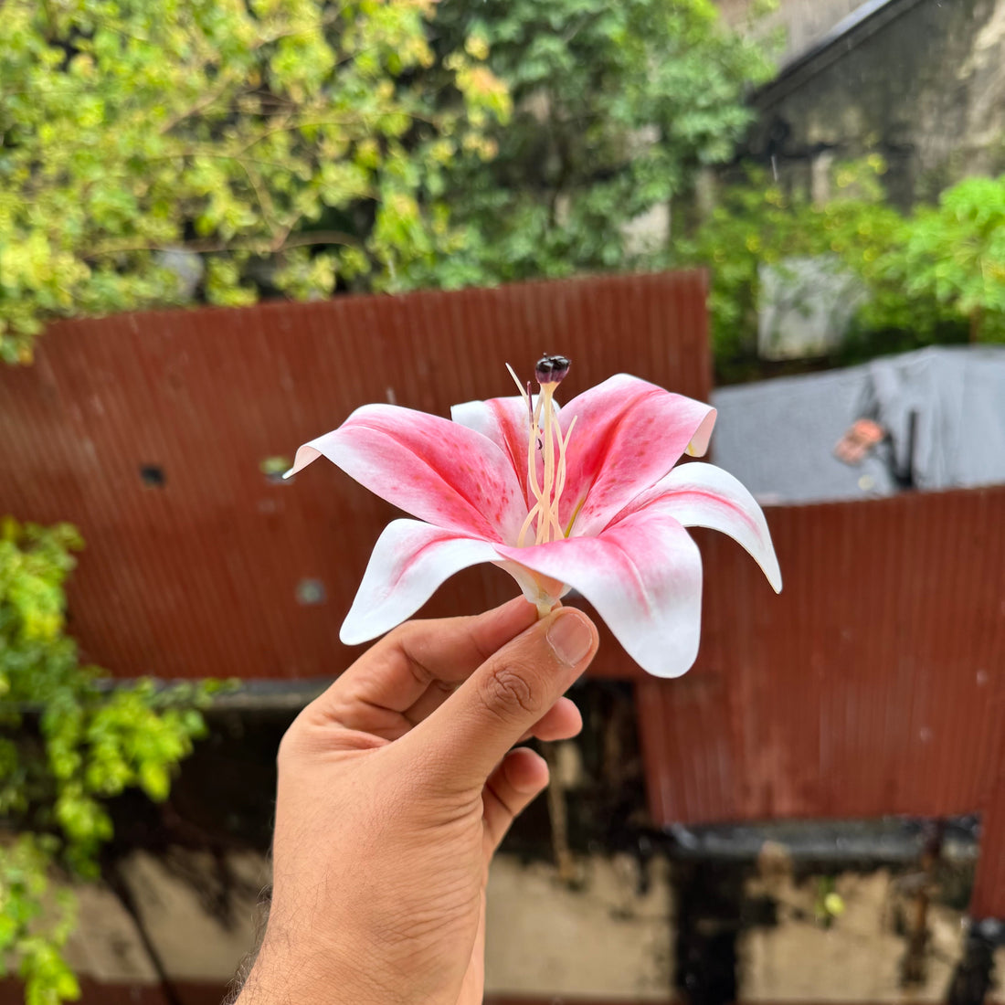 Artificial Lily Flower Pink 1pc - Arife.Aesthetics