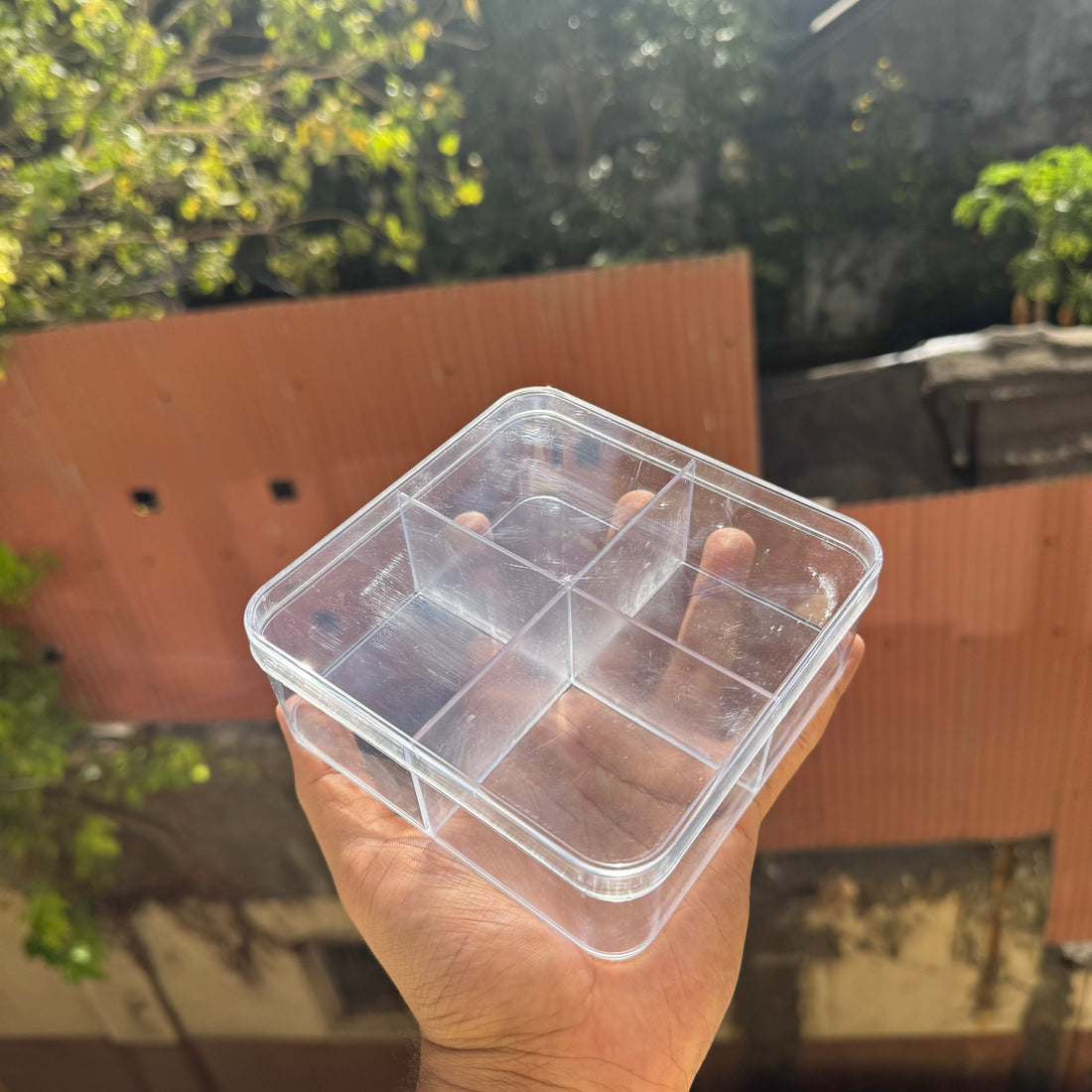 Four Partition Acrylic Tub | Dry Fruits | Brownies | Chocolates | Mousse & More - Arife.Aesthetics