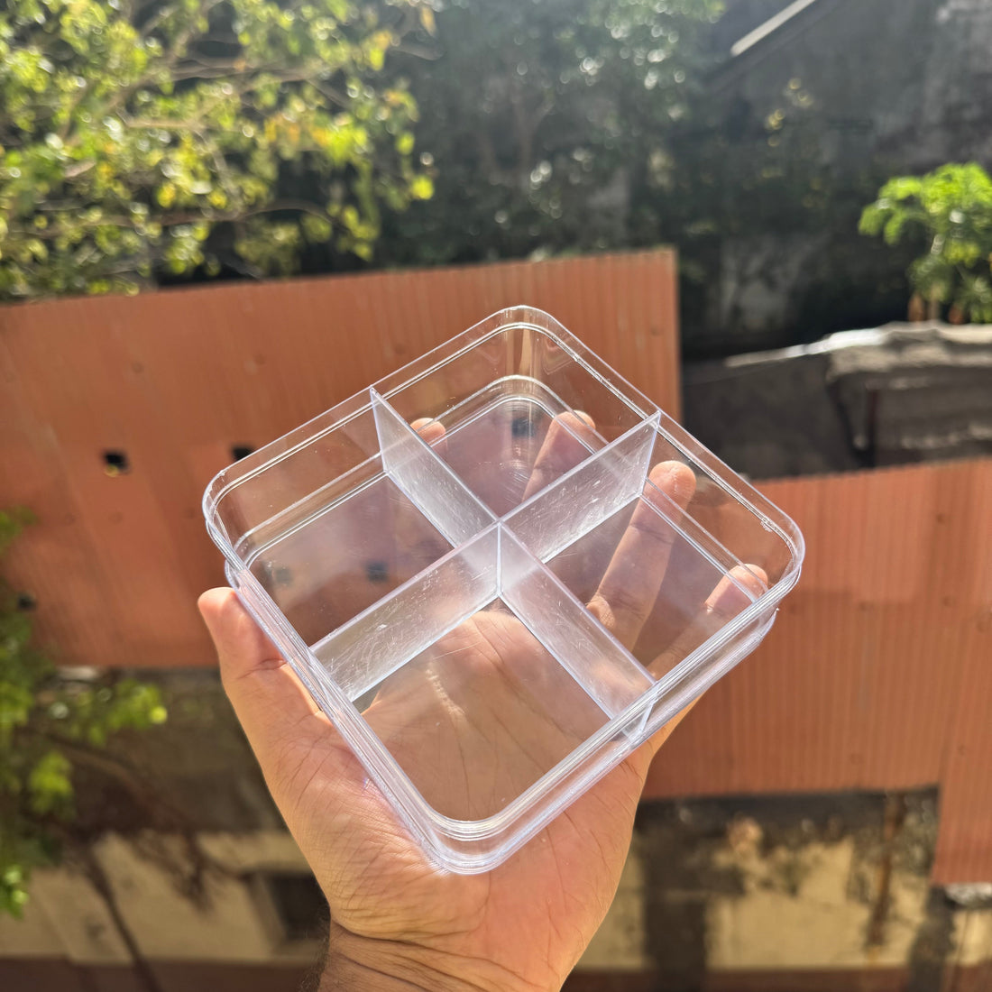 Four Partition Acrylic Tub | Dry Fruits | Brownies | Chocolates | Mousse & More - Arife.Aesthetics
