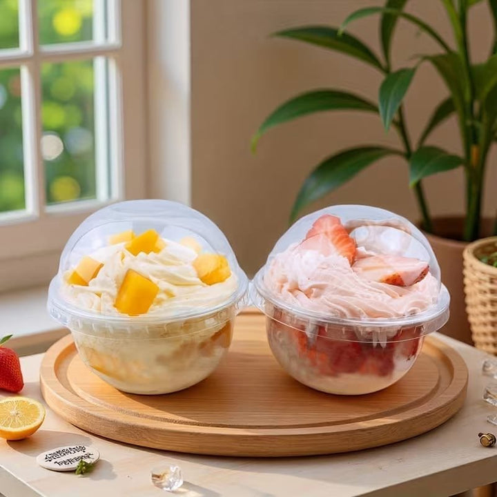 Korean Round Pet Containers For Dessert , Mousse , Parfait • 250ml • 95250U (10pc) - Arife.Aesthetics