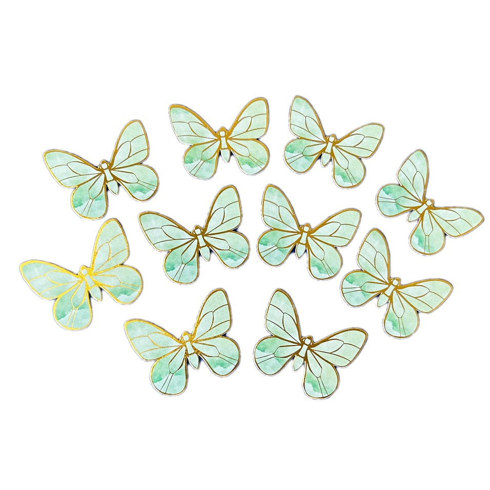 10 Pcs Green Butterfly Paper Topper For Cake And Cupcake