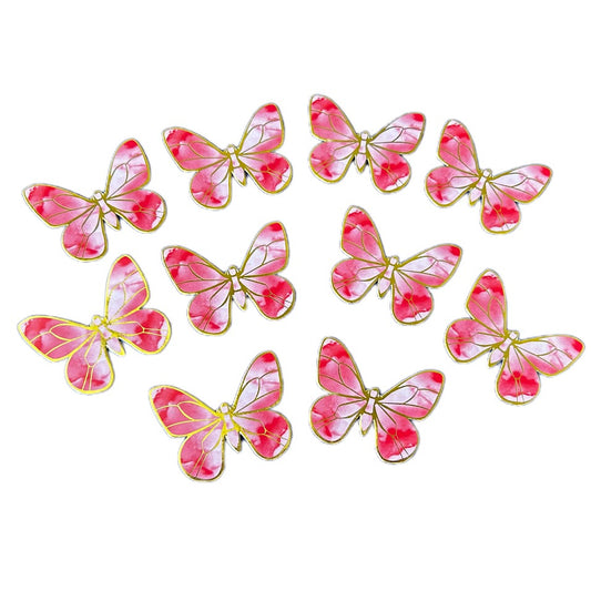 10 Pcs Shaded Red And White Butterfly Paper Topper For Cake And Cupcake