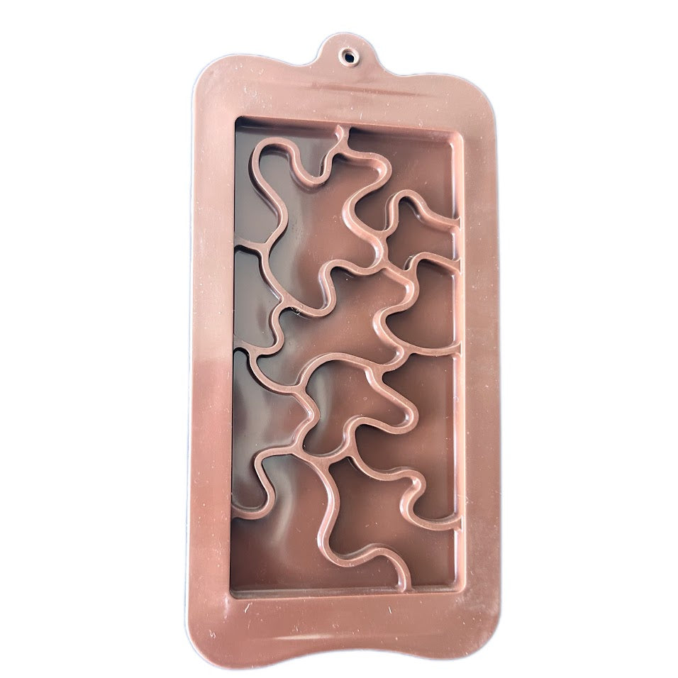 1 Cavity Groovy Puzzles Bar Shape Silicone Chocolate Mould