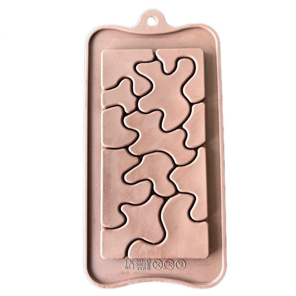 1 Cavity Groovy Puzzles Bar Shape Silicone Chocolate Mould