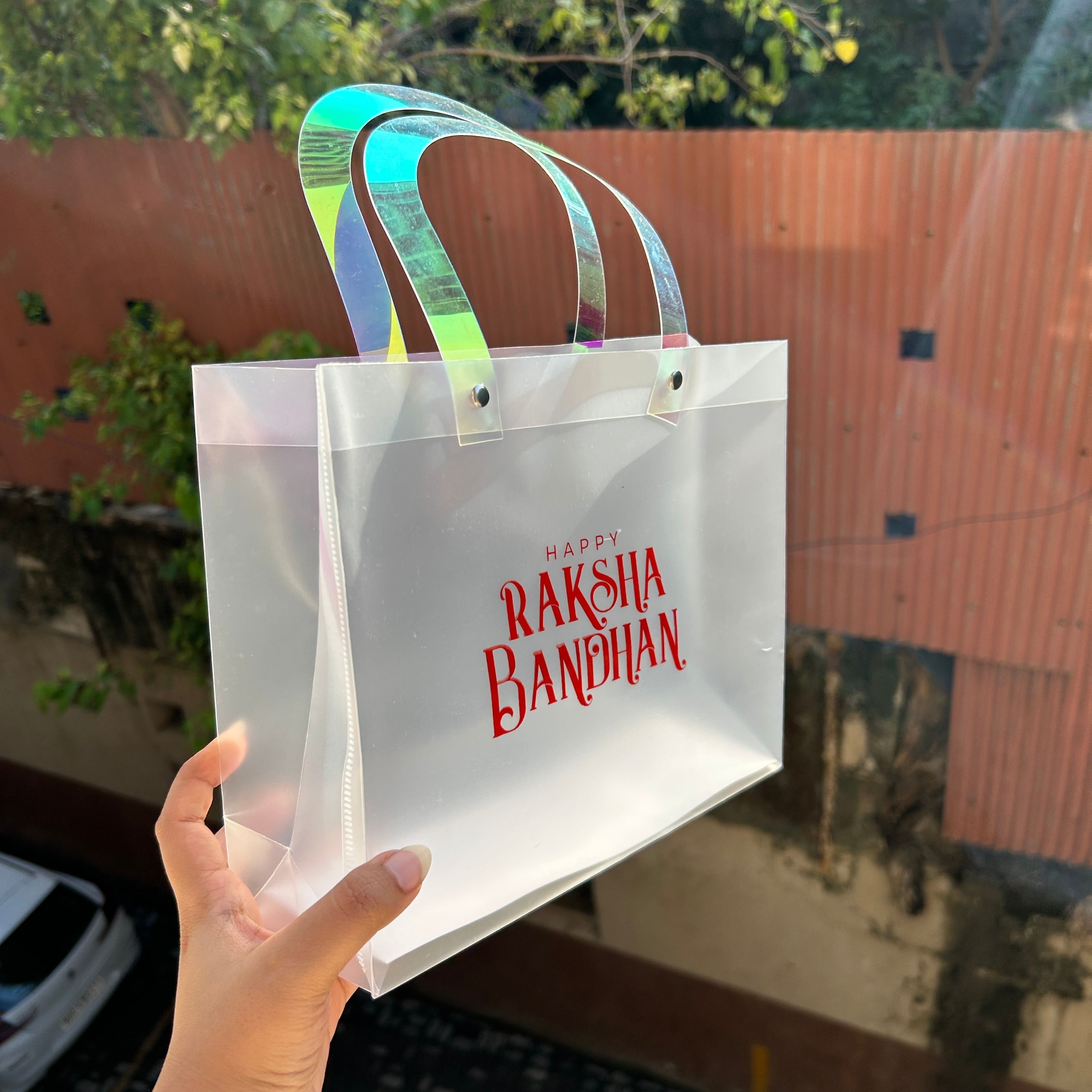 Rakhi Frosted Hamper Bag PVC (10pc) - Arife.Aesthetics