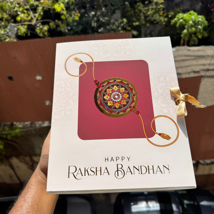 Rakhi Hamper Box With Gold Foil Detailing And Ribbon (10pc) - Arife.Aesthetics