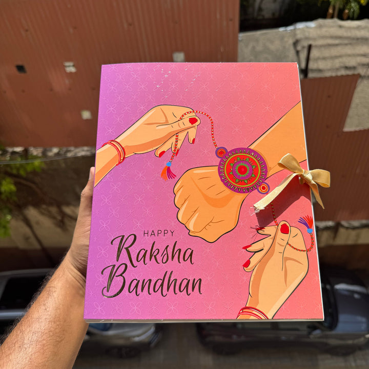Rakhi Hamper Box With Gold Foil Detailing And Ribbon (10pc) - Arife.Aesthetics