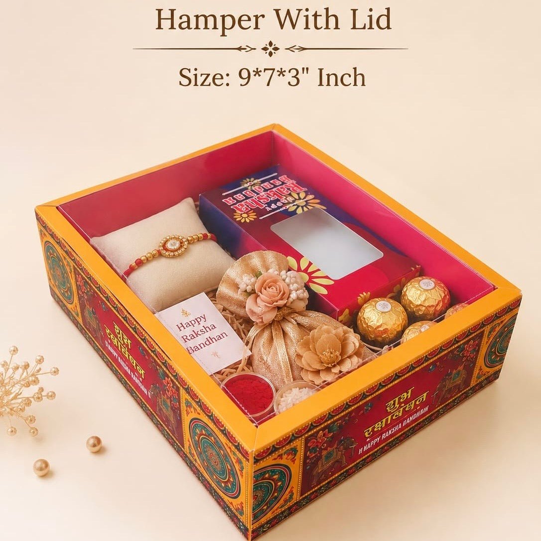 Rakhi Hamper Box With Lid • Size - 9x7x3” - Arife.Aesthetics