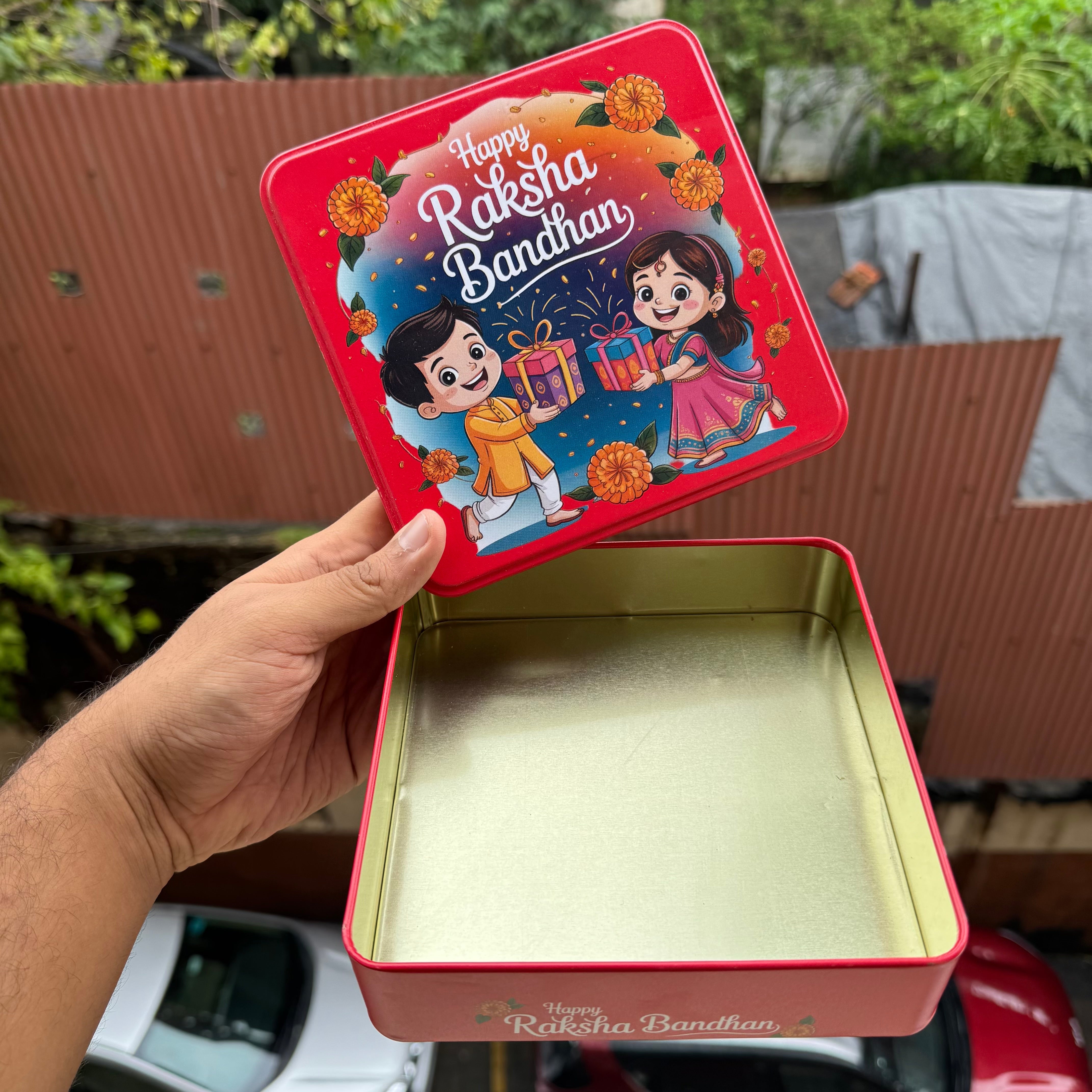 Rakhi Square Dream Tin 6x6x1.5inch - Arife.Aesthetics