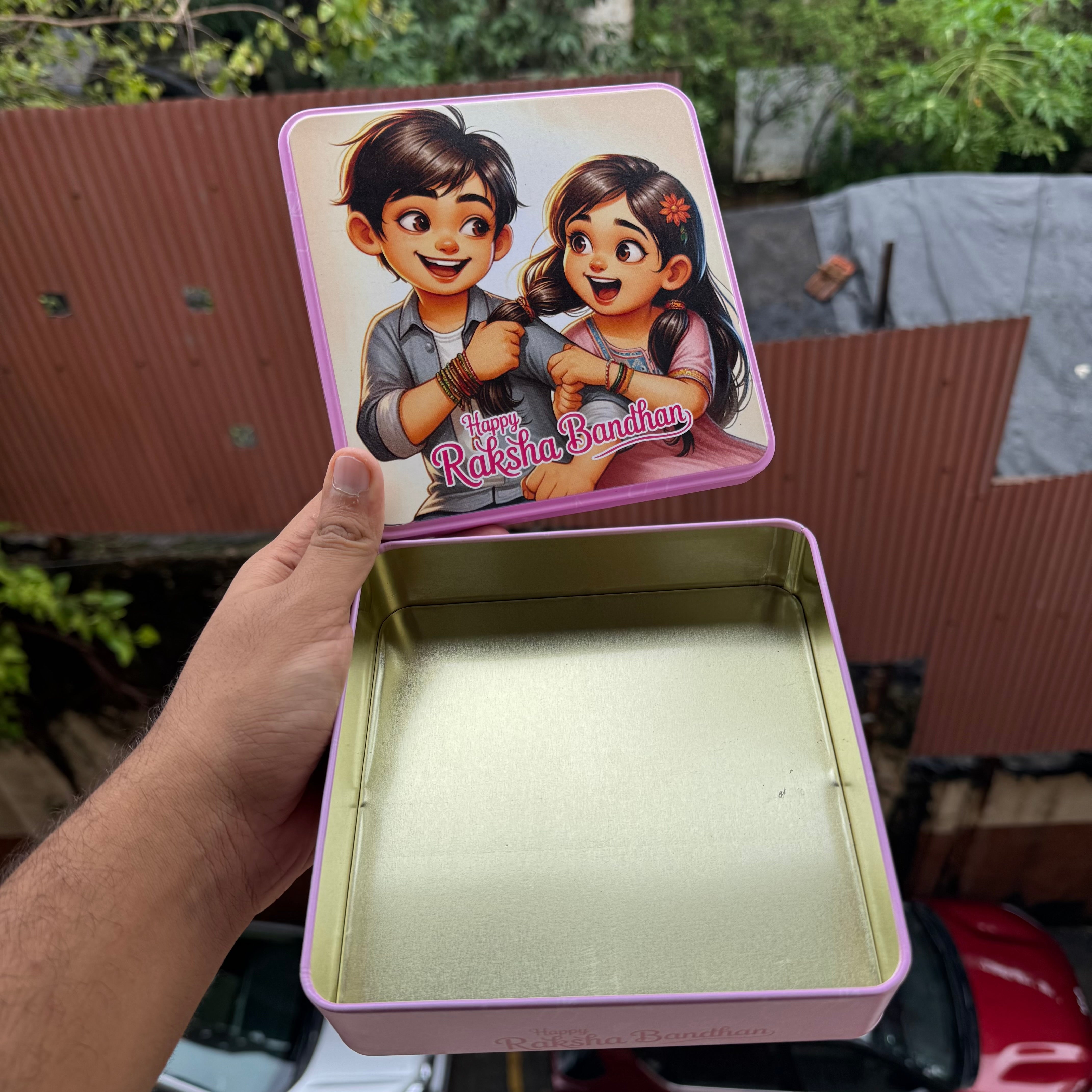 Rakhi Square Dream Tin 6x6x1.5inch - Arife.Aesthetics