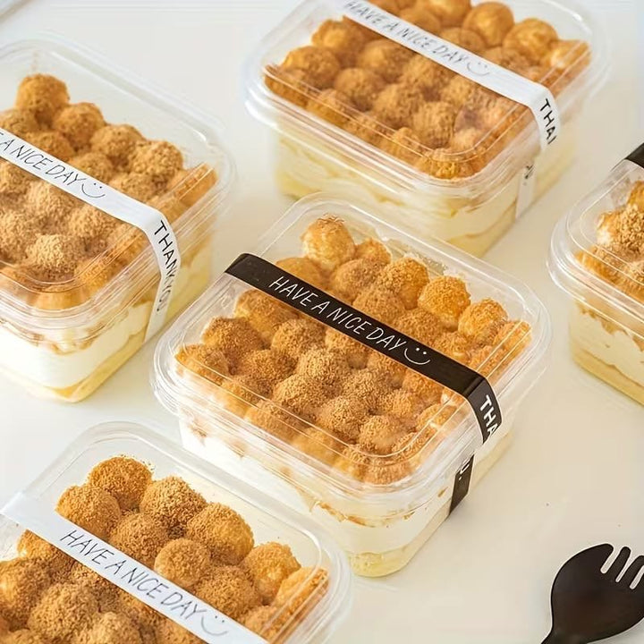 Square PVC Tub • CL16 (10pc) • Premium Tiramisu & Cake Packaging - Arife.Aesthetics